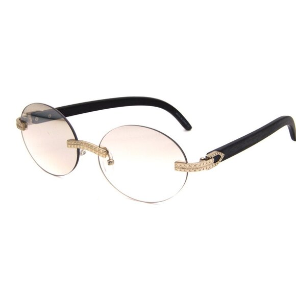 Men Clear Sunglasses‎ Oval Silver Trandy Shades Hip Hop Shades Classic Rimless - Picture 2 of 5